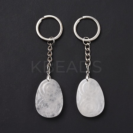 Natural Quartz Crystal Teardrop with Spiral Pendant Keychain KEYC-A031-02P-06-1