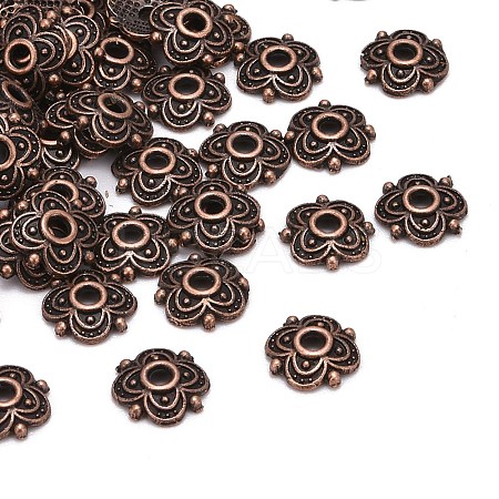4-Petal Tibetan Style Alloy Flower Bead Caps LS-TIBE-S222-R-NR-1