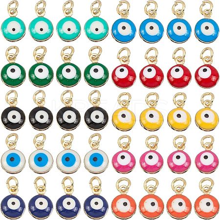 40Pcs 10 Colors Real 18K Gold Plated Plated Brass Enamel Beads KK-NB0001-45-1