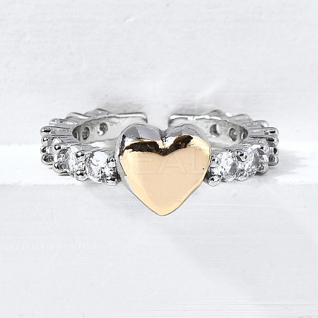 Brass Micro Pave Cubic Zirconia Cuff Rings RJEW-D313-02PG-1