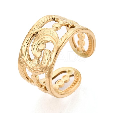 Ion Plating(IP) 304 Stainless Steel Cuff Rings for Women RJEW-N052-08G-1