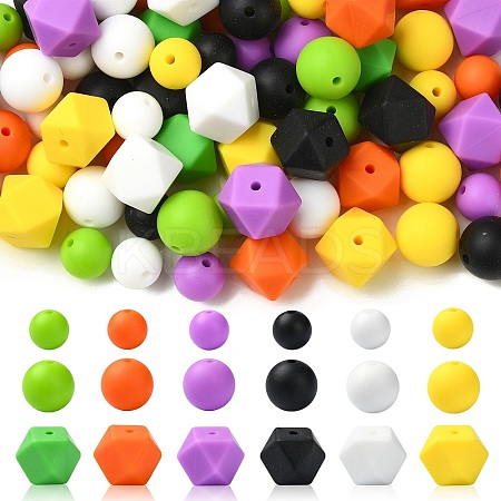 Halloween Theme 100Pcs 18 Styles Silicone Beads SIL-CJ0002-36-1