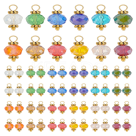 100Pcs Glass Pendants PALLOY-LP00002-1