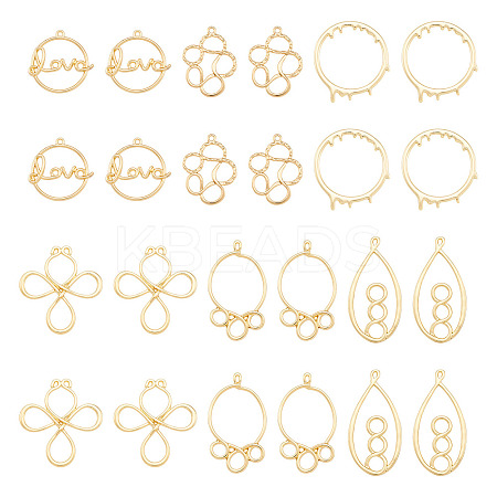 24Pcs 6 Styles Alloy Open Back Bezel Pendants FIND-TA0010-74-1