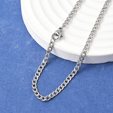 Tarnish Resistant 304 Stainless Steel Curb Chain/Twisted Chain Necklace Making STAS-A028-N108P-1
