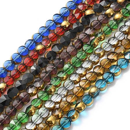 Half Plated Electroplate Transparent Glass Beads Strands EGLA-E060-02A-HP-1