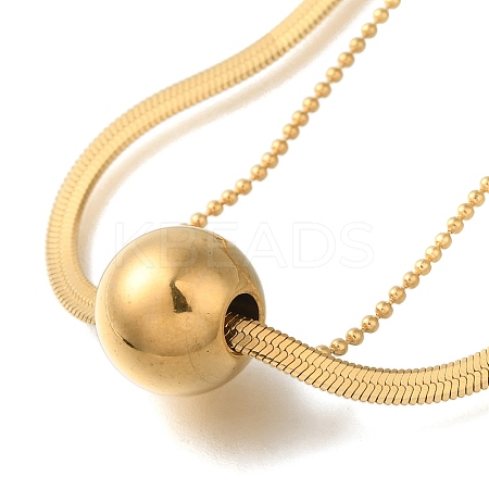 Ion Plating(IP) 304 Stainless Steel Double Layer Necklaces NJEW-H037-02G-1