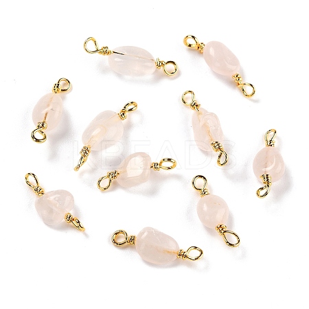 Natural Rose Quartz Links Connectors G-K316-02E-G-RS-1