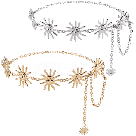 2Pcs 2 Colors Alloy Link Chain Belts AJEW-GF0009-21B-1