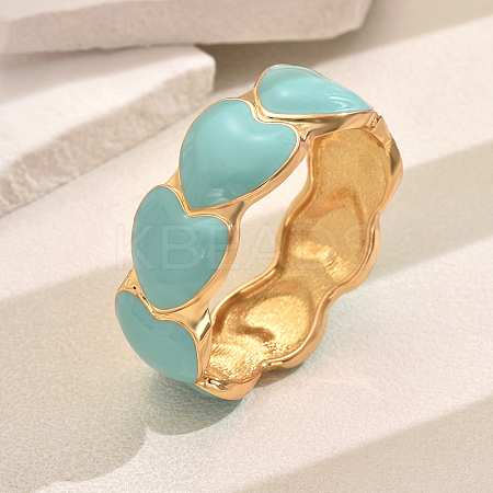 Classic Heart Alloy Enamel Hinged Bangles for Women EM9896-3-1