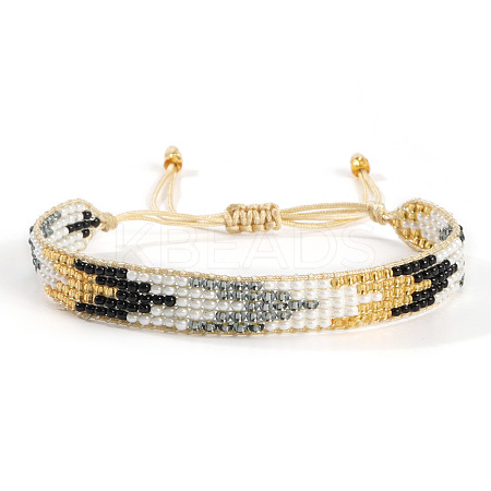 Arrow Glass Seed Bead Adjustable Bracelets. Nylon Thread Braided Bracelets for Women BT6903-3-1