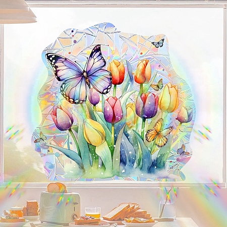 Flower Rainbow Prism Electrostatic Window Stickers PW-WGCE2D7-01-1