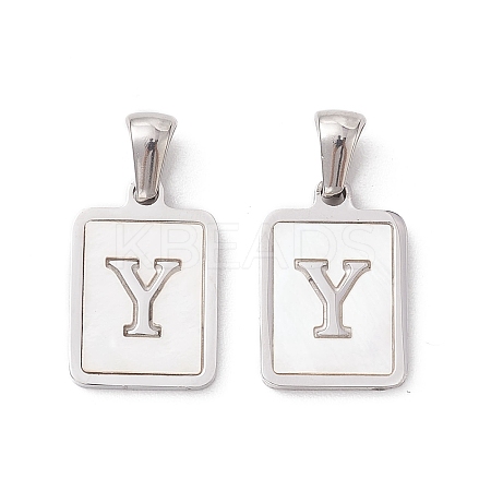 304 Stainless Steel Pave Shell Pendants STAS-G327-01P-Y-1