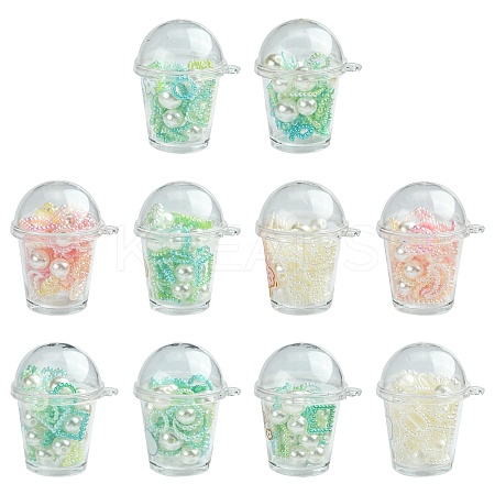 10Pcs Milk Tea Cup Theme Opaque Acrylic Pendants OACR-CJ0002-31-1