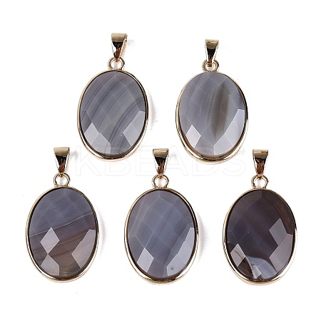 Natural Grey Agate Pendants G-Q606-92G-02-1