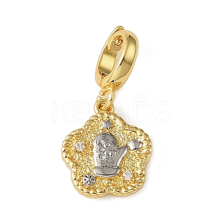 Christmas Brass Rhinestone Flower Pendant Decorations KK-H498-01G-09-1
