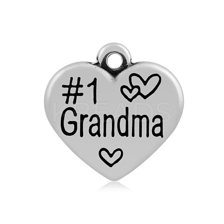 Heart with Word Grandma 316 Stainless Steel Pendants STAS-I061-139-1
