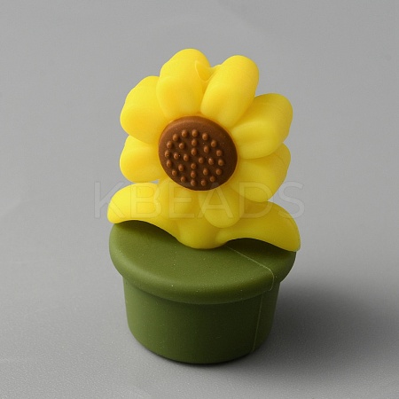 Sunflower Pot Food Grade Eco-Friendly Silicone Beads SIL-TAC0002-17A-1