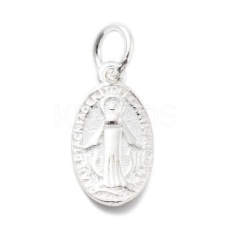 925 Sterling Silver Oval Miraculous Medal Virgin Charms STER-S009-05S-1
