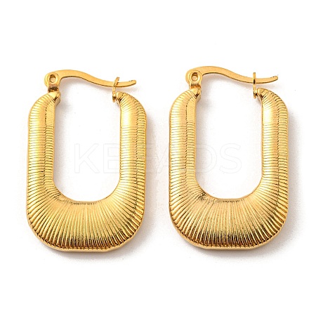 Iron Plating(IP) 304 Stainless Steel Rectangle Hoop Earrings for Women EJEW-F319-01G-1