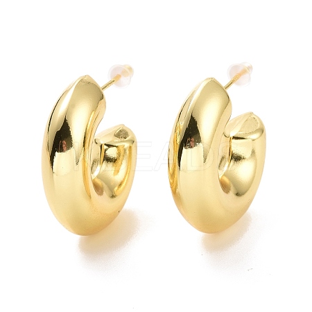 Brass C-shape Stud Earrings EJEW-A072-17LG-1