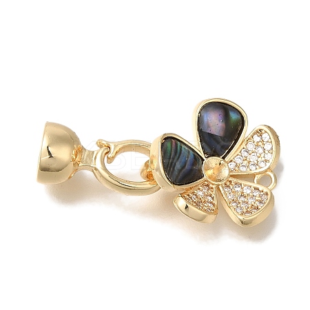 Brass Black Lip Shell Fold Over Clasps KK-K389-137G-1