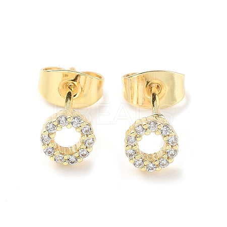 Brass Micro Pave Cubic Zirconia Stud Earrings EJEW-P247-03G-1