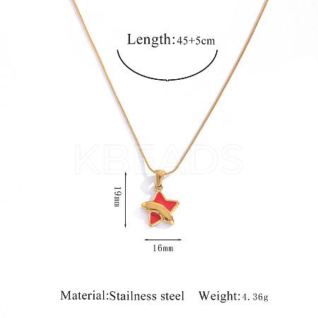 304 Stainless Steel Enamel Red Geometric Pendant Necklaces FS-WGE6FD0-06-1