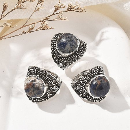 Natural Sodalite Adjustable Rings RJEW-I108-03AS-16-1