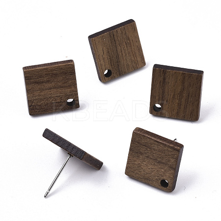 Walnut Wood Stud Earring Findings MAK-N033-004-1