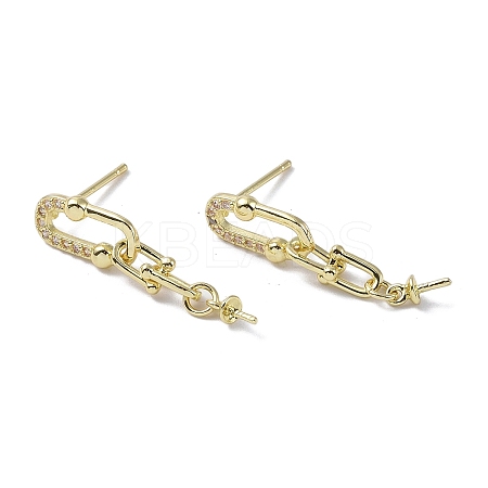 Brass with Cubic Zirconia Stud Earring Findings LS-KK-B087-07G-1