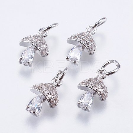 Brass Micro Pave Cubic Zirconia Charms RB-I077-25P-RS-1