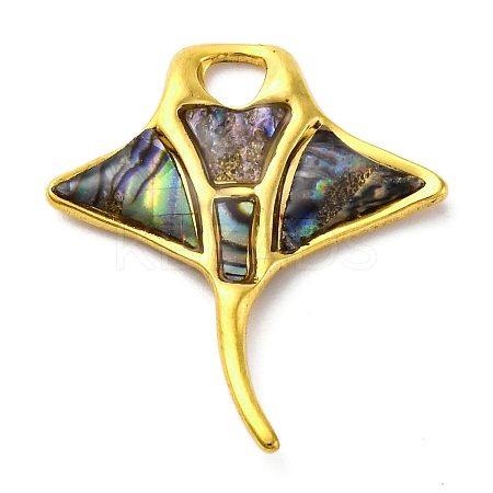 304 Stainless Steel Pave Natural Paua Shell/Abalone Shell Pendants STAS-S163-20G-1