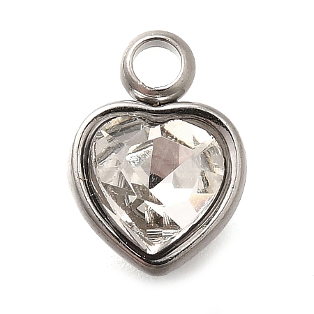 304 Stainless Steel with Rhinestone Pendants STAS-Q346-01P-10-1