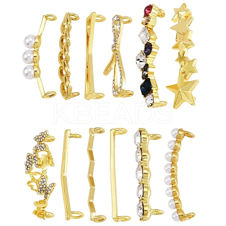 13Pcs 13 Styles Zinc Alloy Shoes Buckle Clips FIND-SZ0001-46G-1