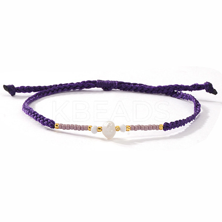 Bohemian Style Imitation Pearl & Glass Seed Bead Braided Bracelets XS0693-3-1
