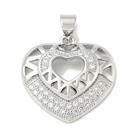Rack Plating Brass Micro Pave Cubic Zirconia Pendants KK-F869-04P-1