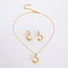 304 Stainless Steel Pendant Necklaces & Hoop Earrings Sets JP6443-3-2