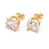 6 Pairs Cubic Zirconia Flat Round Stud Earrings EJEW-G291-05D-M-7