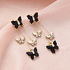 Butterfly Alloy Rhinestone Dangle Stud Earrings FS-WG259EB-03-1