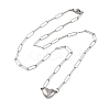 304 Stainless Steel Double-Sided Magnetic Heart Pendant Paperclip Chain Necklaces LS-NJEW-U028-02P-4