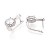 Brass Micro Pave Clear Cubic Zirconia Flat Round Hoop Earrings EJEW-T048-30P-3