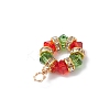 2Pcs 2 Colors Imitation Austrian Crystal K9 Glass & Brass Crystal Rhinestone Beaded Hexagon Pendants PALLOY-JF04343-5