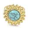 Ion Plating(IP) 304 Stainless Steel Synthetic Turquoise Cuff Rings G-Z056-08G-04-2