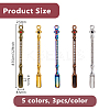 15Pcs 5 Colors Zinc Alloy Rhinestone Spoon AJEW-DC0001-91-2