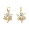 Brass Micro Pave Clear Cubic Zirconia Charms ZIRC-Q024-02G-2