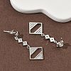 Rhombus Brass Micro Pave Clear Cubic Zirconia Dangle Stud Earrings LS-EJEW-F383-10P-5