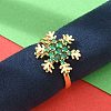 Snowflake Rotatable Open Cuff Rings for Women RJEW-R007-01G-1
