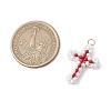 Beaded Cross Charms PALLOY-GD00002-05-2