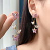 Butterfly Alloy Rhinestone Dangle Stud Earrings FS-WG259EB-01-2